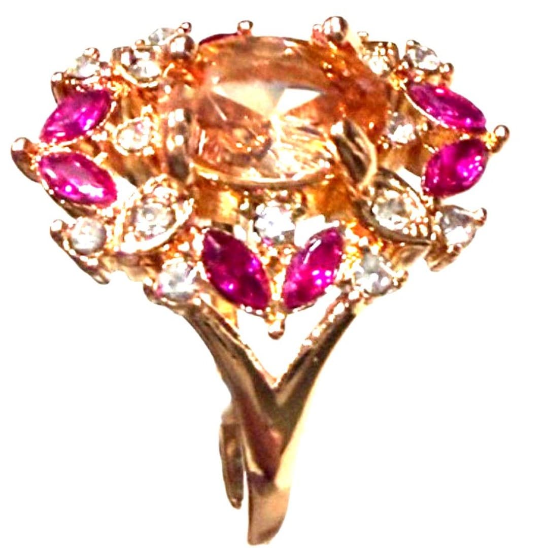 Sparkling 18K Gold Plated Ring Size: 7.5 - Thumbnail 2