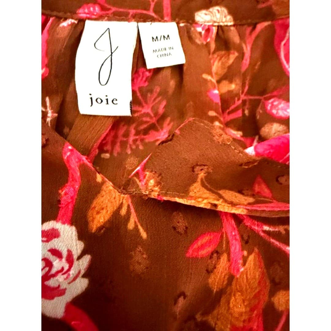Joie Floral Sheer Blouse Size M Boho Romantic Long Sleeve - Thumbnail 7
