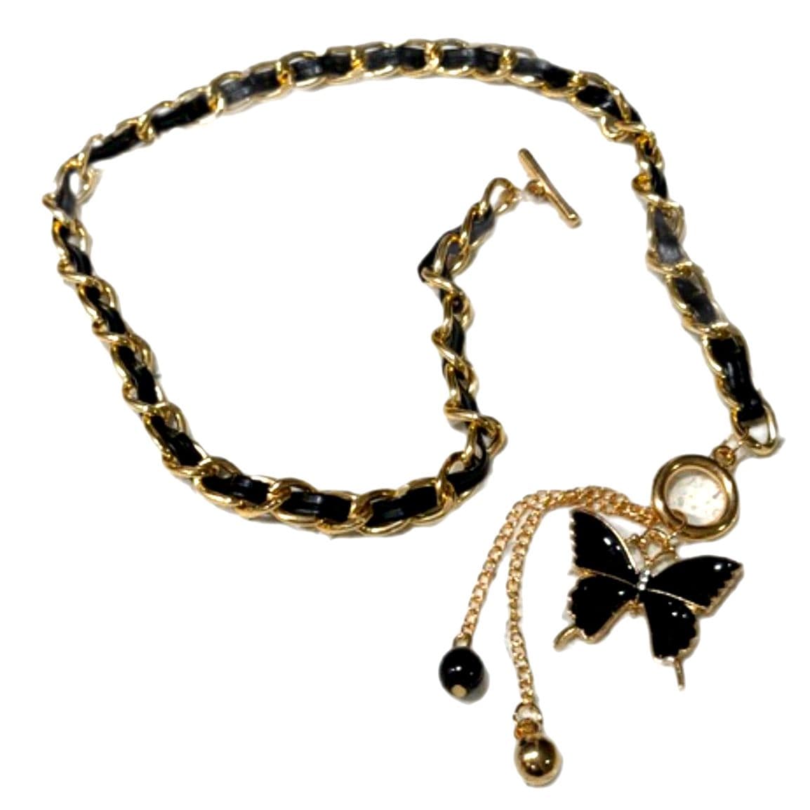 Black Velvet Twisted Mother Of Pearl Necklace Choker - Thumbnail 3