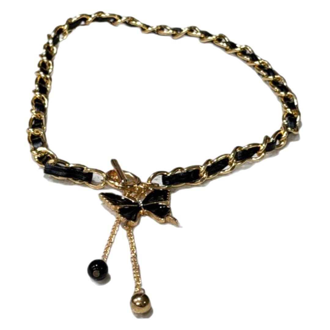 Black Velvet Twisted Mother Of Pearl Necklace Choker - Thumbnail 4