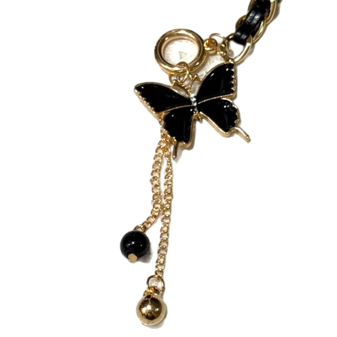 Black Velvet Twisted Mother Of Pearl Necklace Choker - Thumbnail 5