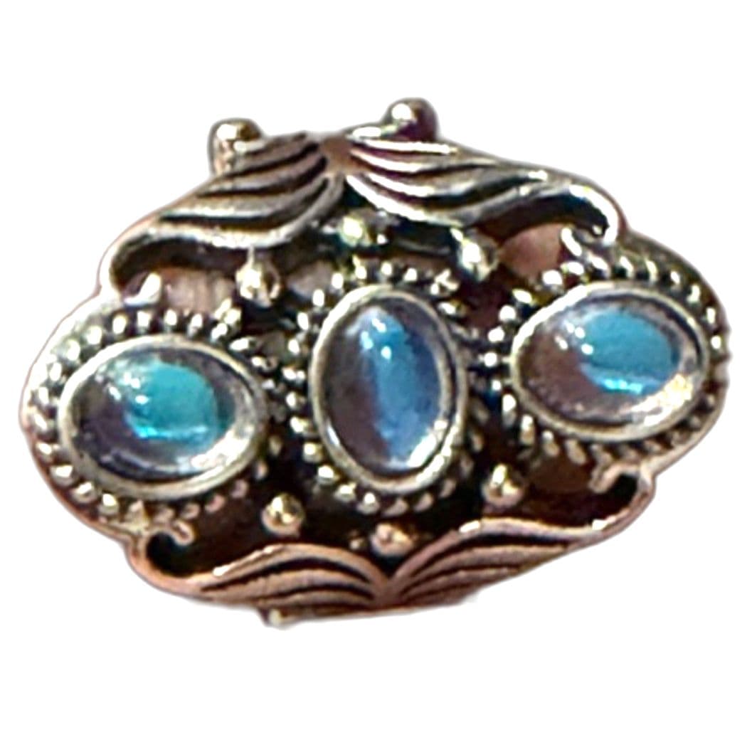 Triple Stone Moonstone Ring, Boho Vintage Style size 6.5 and 7 - Thumbnail 12