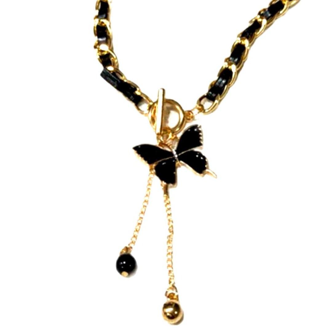 Black Velvet Twisted Mother Of Pearl Necklace Choker - Thumbnail 7