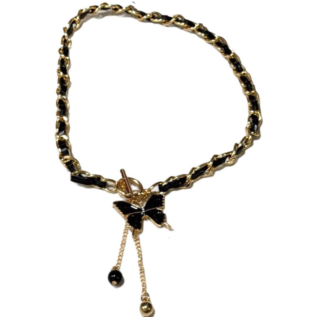 Black Velvet Twisted Mother Of Pearl Necklace Choker - Thumbnail 6