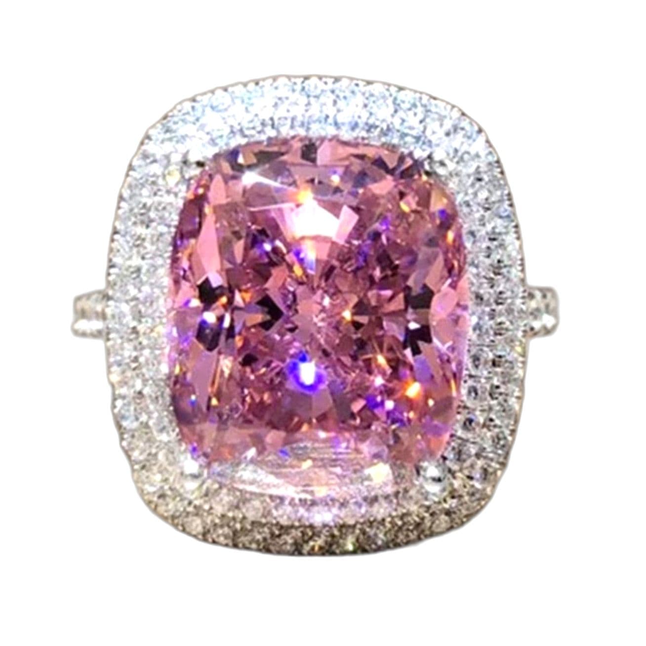 Sparkling Imitation Zircona Pink Fashion Ring - Thumbnail 5