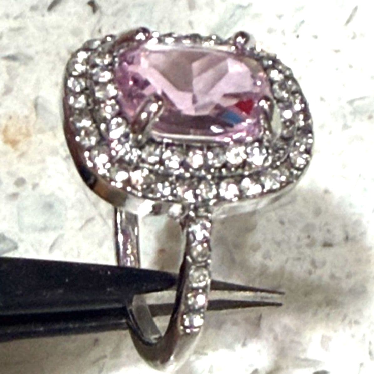 Sparkling Imitation Zircona Pink Fashion Ring - Thumbnail 8