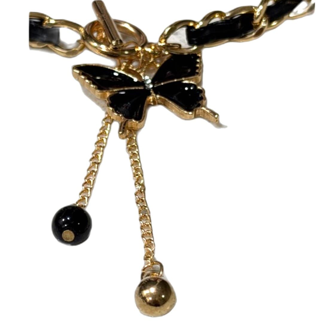 Black Velvet Twisted Mother Of Pearl Necklace Choker - Thumbnail 2