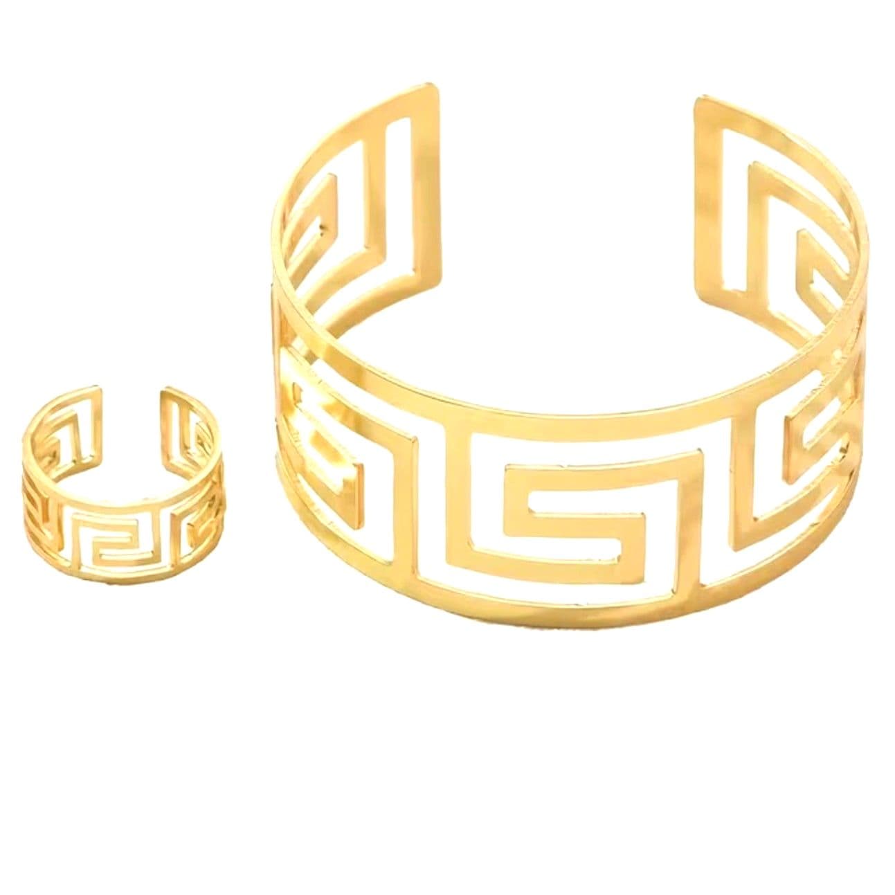 A Set Of Geometric Cut Bracelet And Ring Set - Thumbnail 6