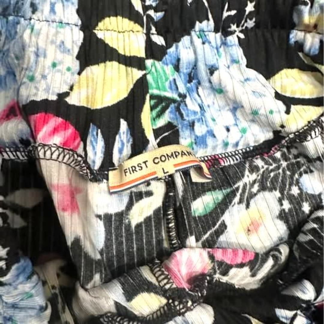 Elastic waistband pants with flower design - Thumbnail 7