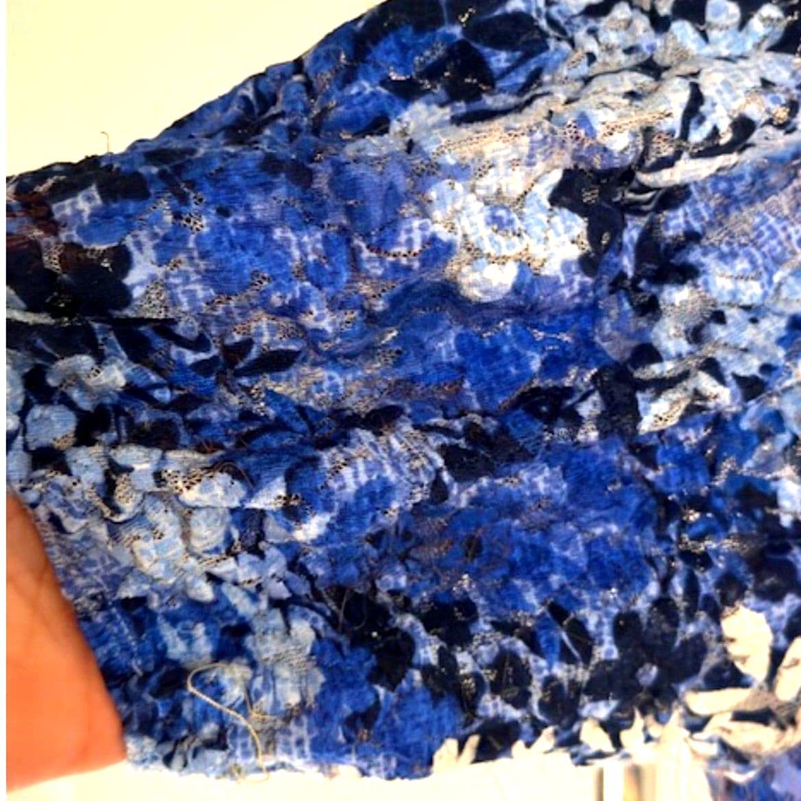 Adrienne Vittadini Blue Floral Blouse Size M Sheer Puff Sleeve Feminine Top - Thumbnail 6