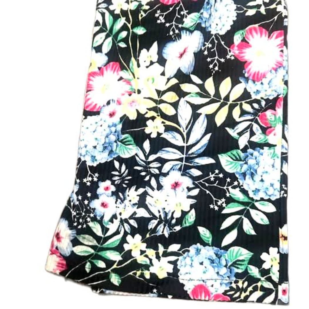 Elastic waistband pants with flower design - Thumbnail 5