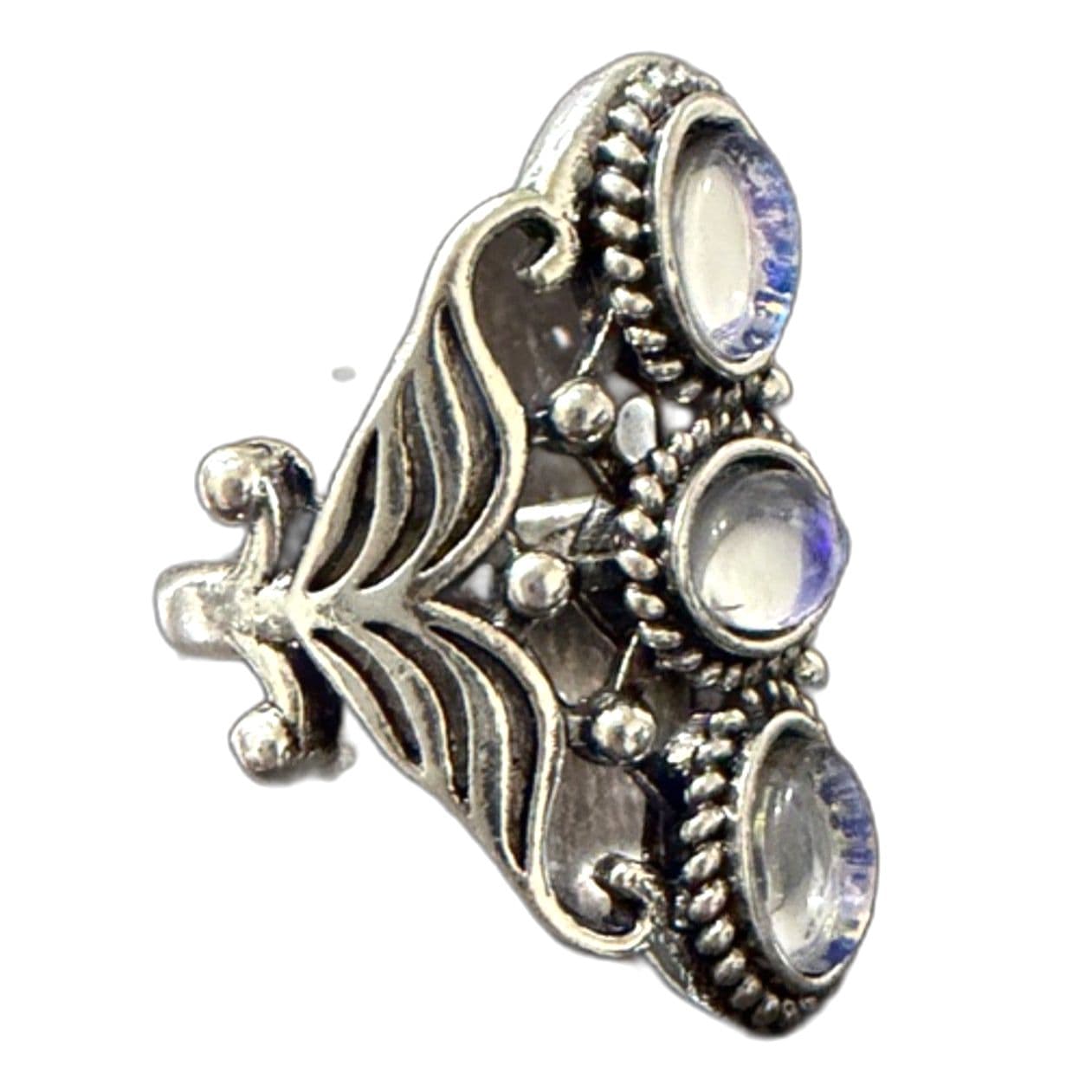 Triple Stone Moonstone Ring, Boho Vintage Style size 6.5 and 7 - Thumbnail 10