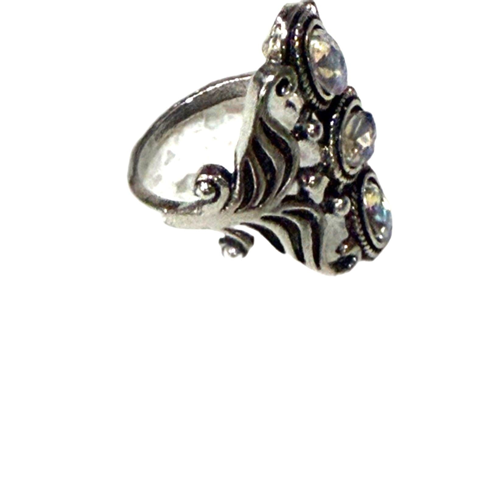 Triple Stone Moonstone Ring, Boho Vintage Style size 6.5 and 7 - Thumbnail 8