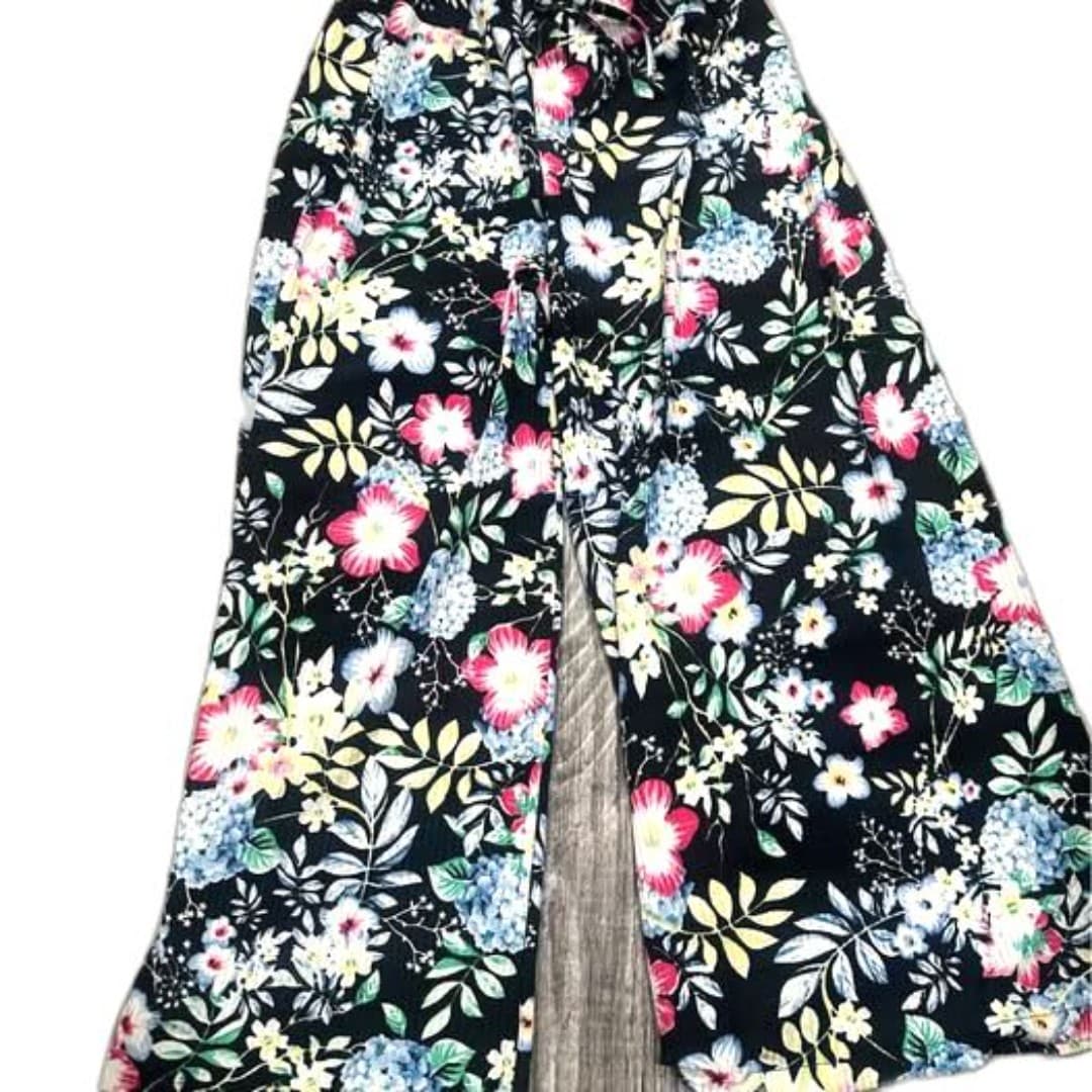 Elastic waistband pants with flower design - Thumbnail 3
