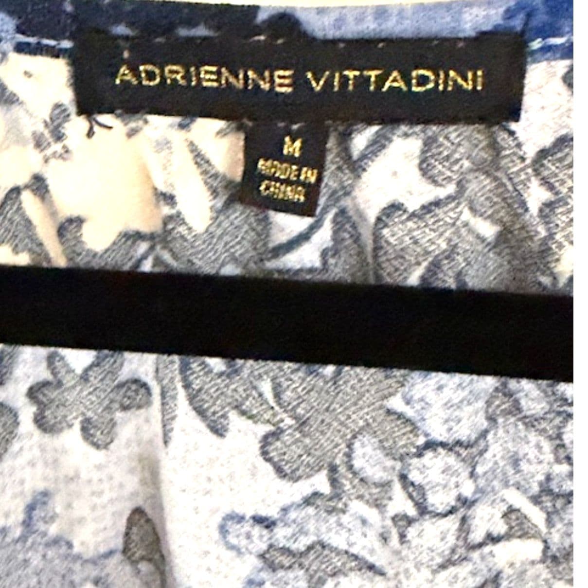 Adrienne Vittadini Blue Floral Blouse Size M Sheer Puff Sleeve Feminine Top - Thumbnail 8