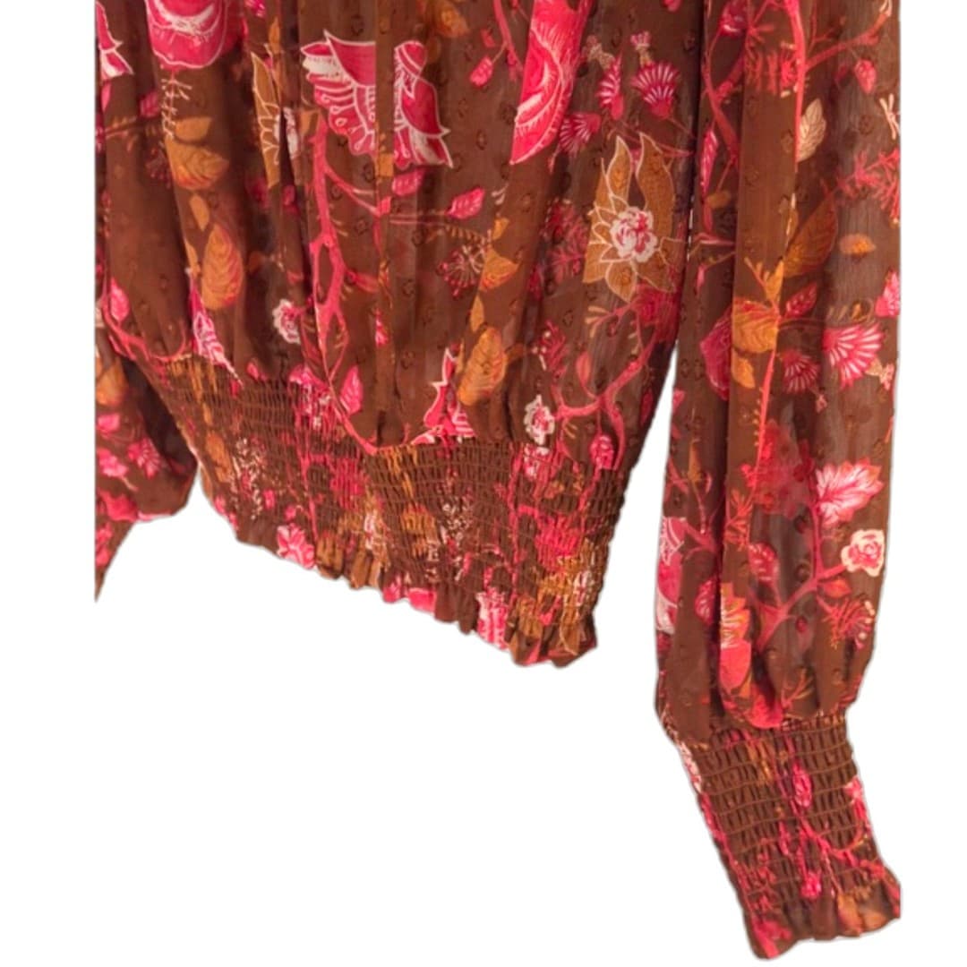 Joie Floral Sheer Blouse Size M Boho Romantic Long Sleeve - Thumbnail 3