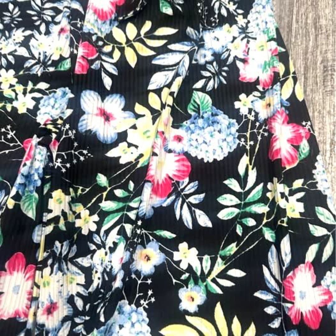 Elastic waistband pants with flower design - Thumbnail 4