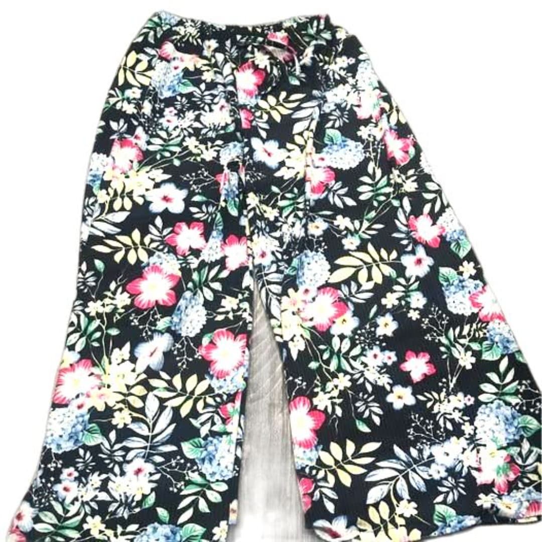 Elastic waistband pants with flower design - Thumbnail 2
