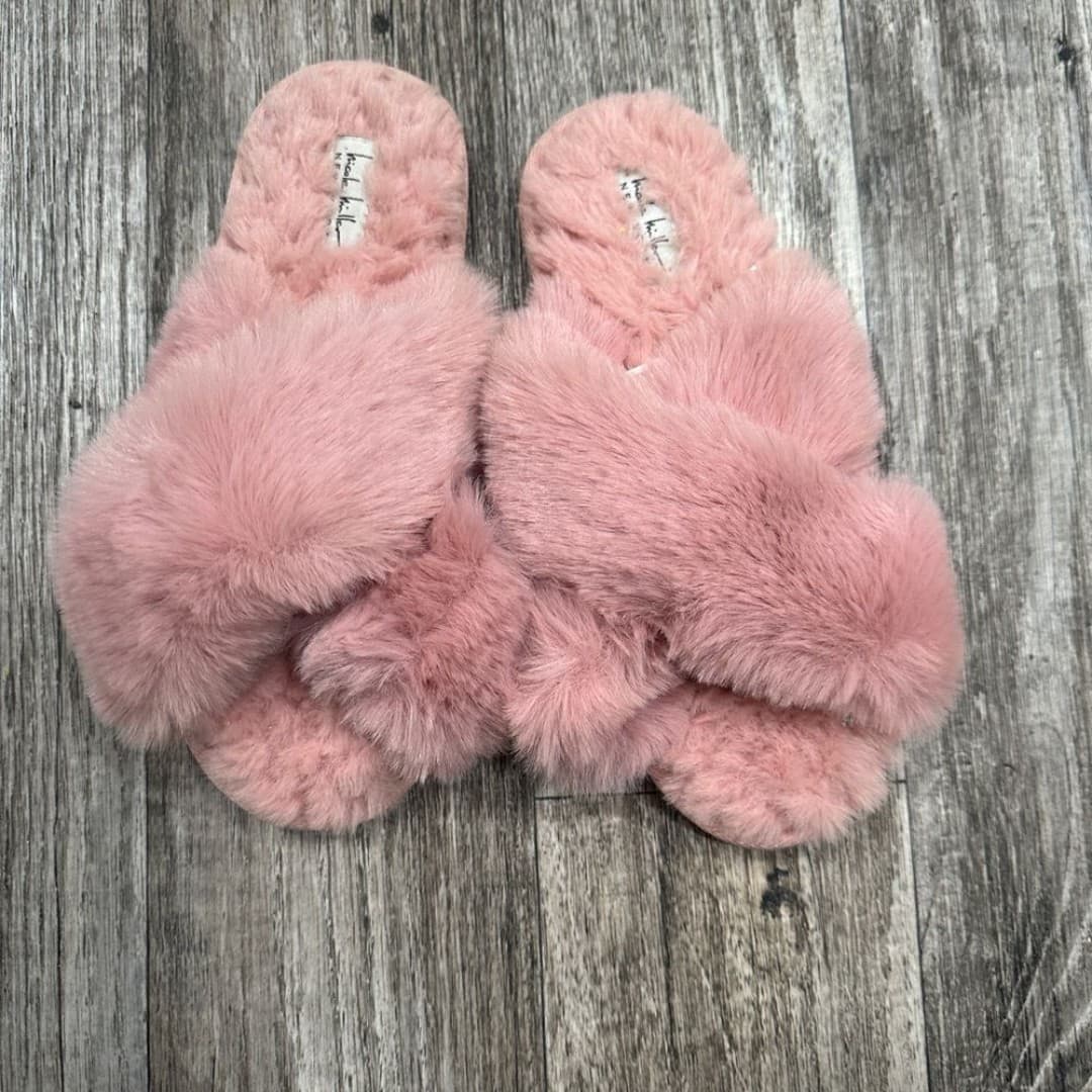 NWT Nicole Miller New York Pink Furry Bedroom Slippers - Image 1