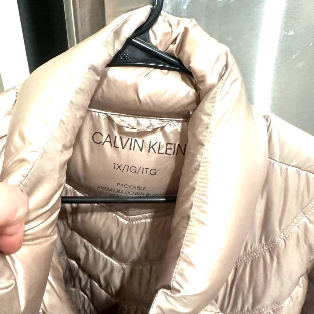 Calvin Klein Quilted Packable Down Taupe Puffer Jacket New - Thumbnail 3