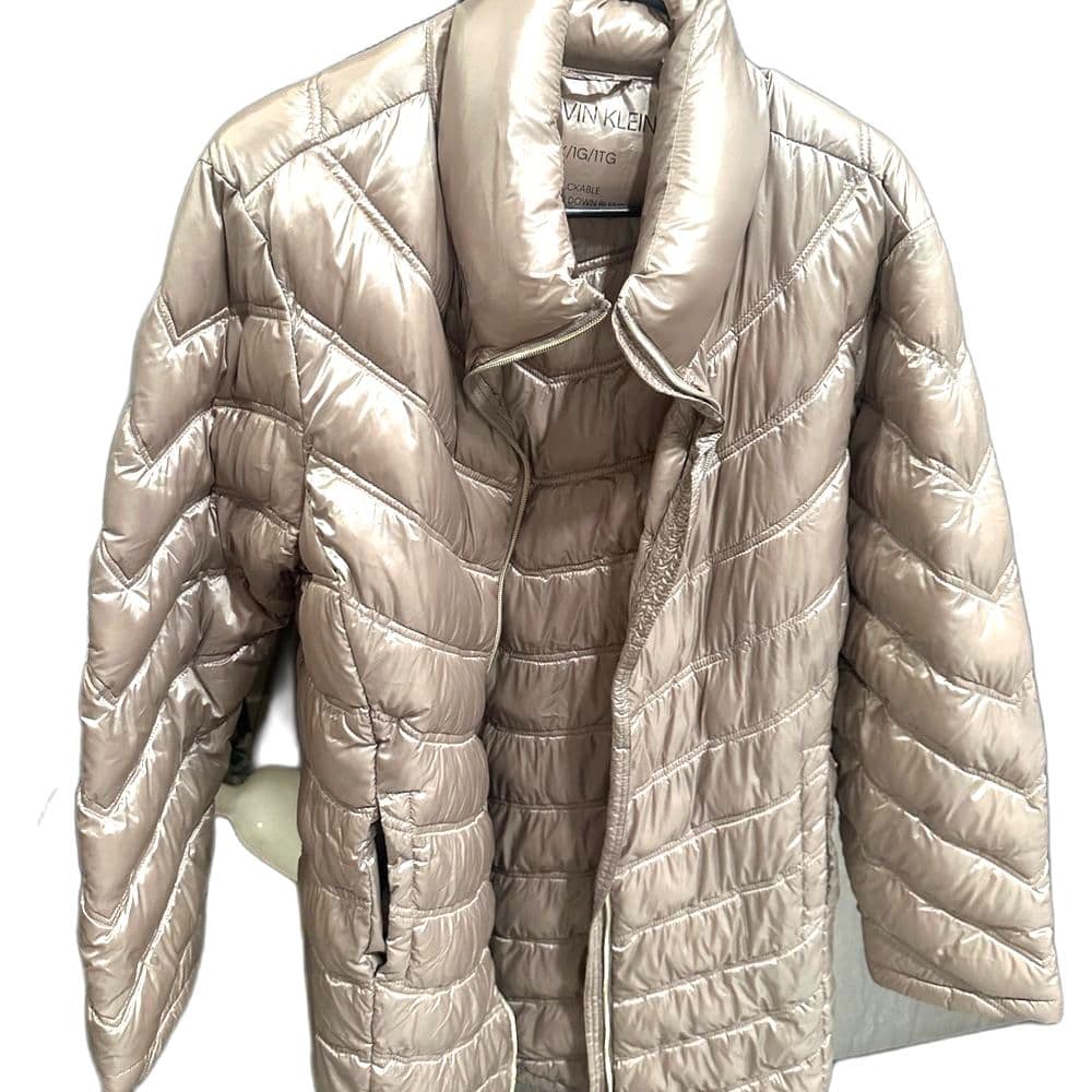 Calvin Klein Quilted Packable Down Taupe Puffer Jacket New - Thumbnail 2