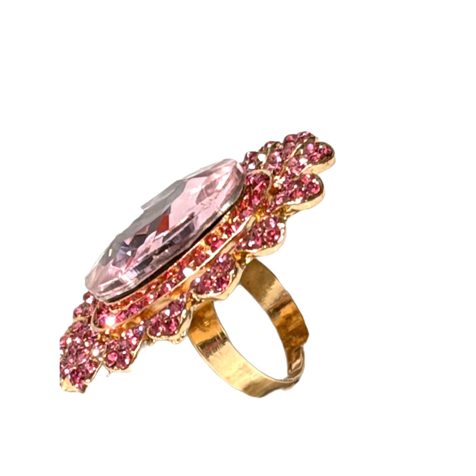 Elegant Adjustable Sunflower Ring With Sparkling Rhinestones - Thumbnail 7