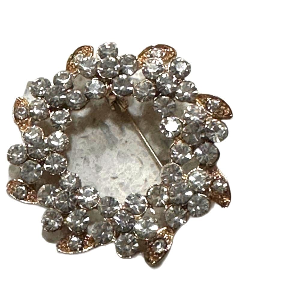 Elegant Gold and Silver Crystal Brooch - Thumbnail 3