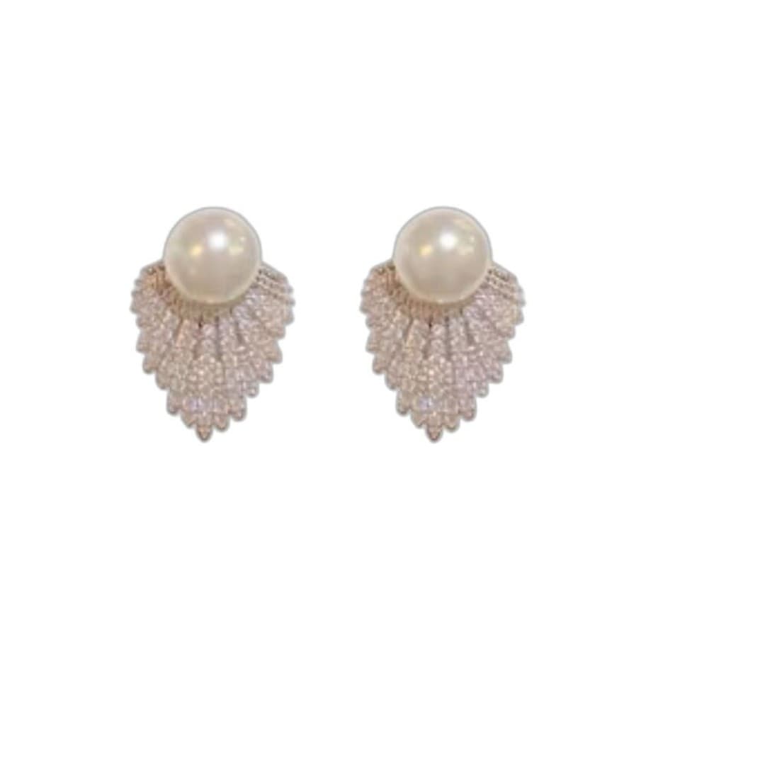 Elegant Faux Pearl & Rhinestone Statement Glam Drop Earrings - Thumbnail 6
