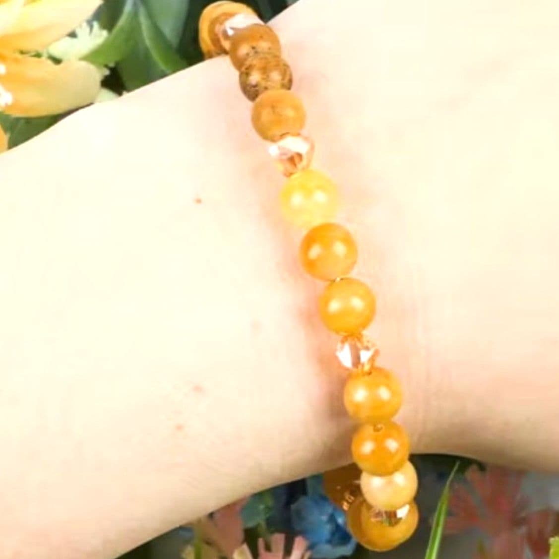 Citrine Stone beaded bracelet unisex handcrafted jewelry for men and women - Thumbnail 5