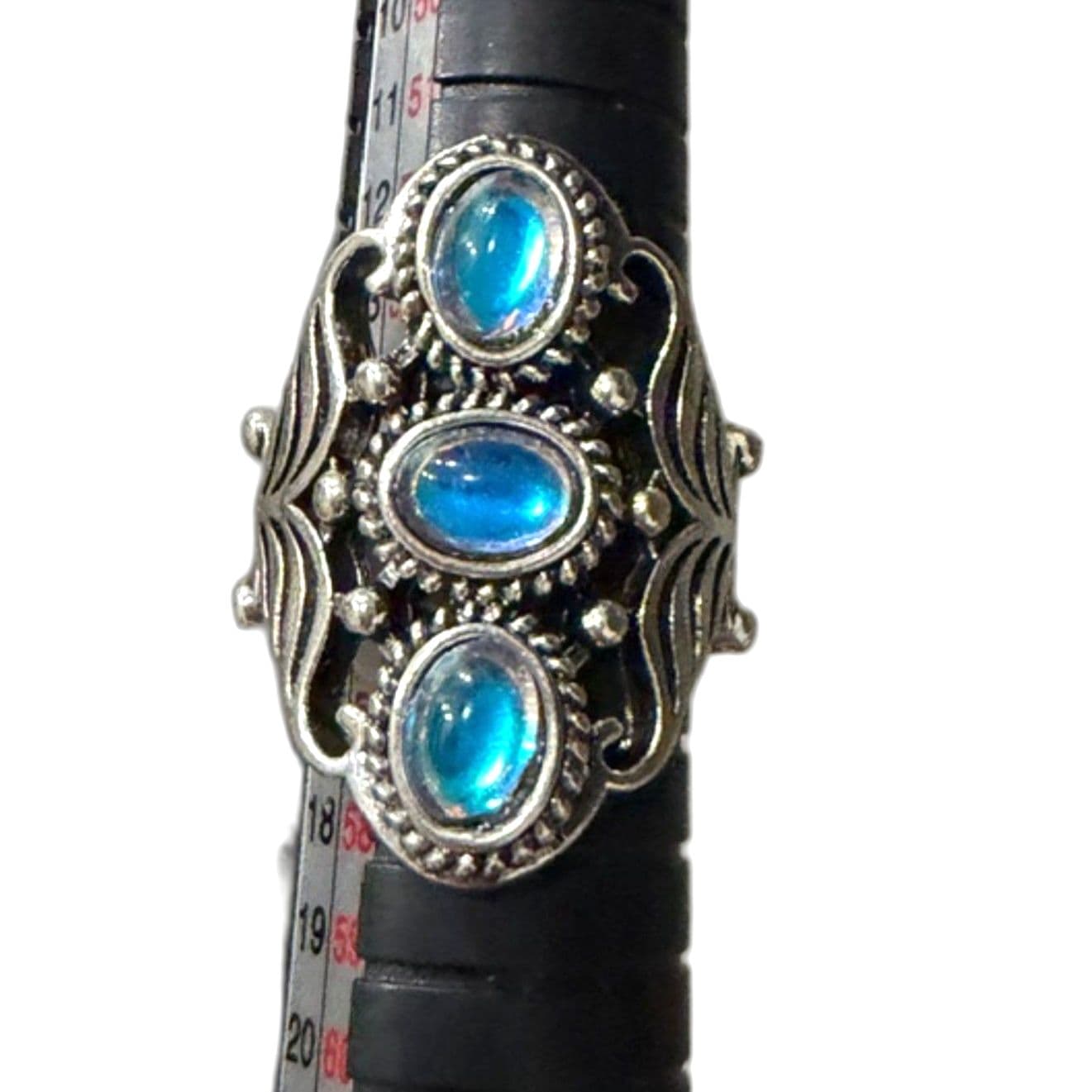 Moonstone Ring | Triple Stone Statement Ring | Boho Vintage Style size 6.5 - Thumbnail 6