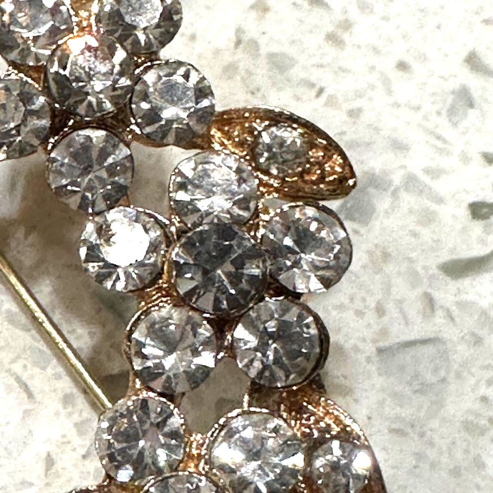 Elegant Gold and Silver Crystal Brooch - Thumbnail 5