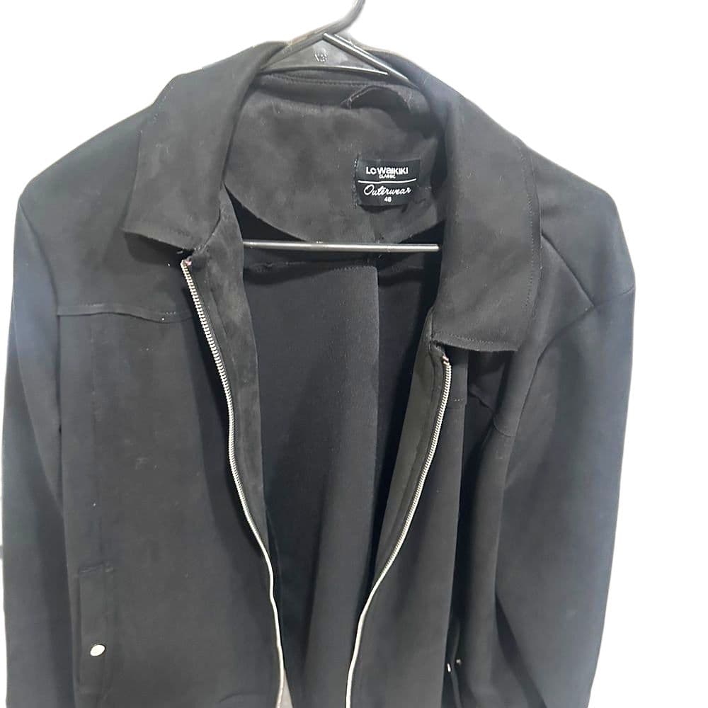 Black imitation suede jacket high quality - Image 1