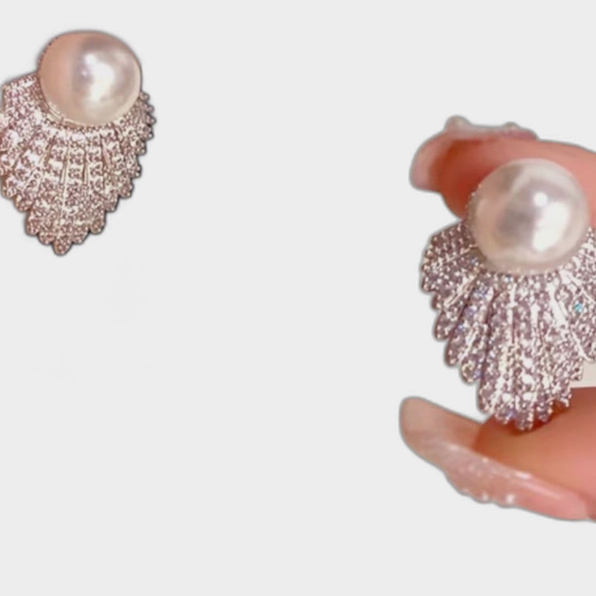 Elegant Faux Pearl & Rhinestone Statement Glam Drop Earrings - Thumbnail 6