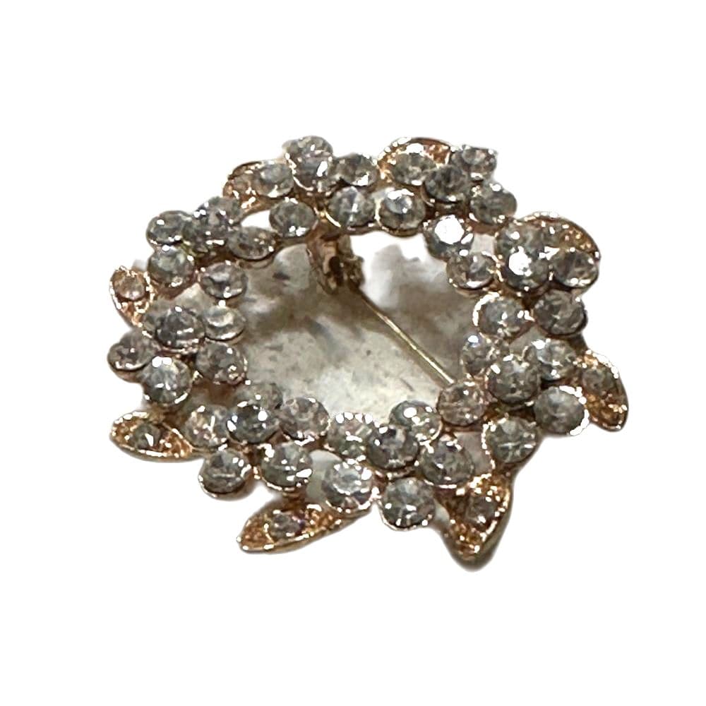 Elegant Gold and Silver Crystal Brooch - Thumbnail 4