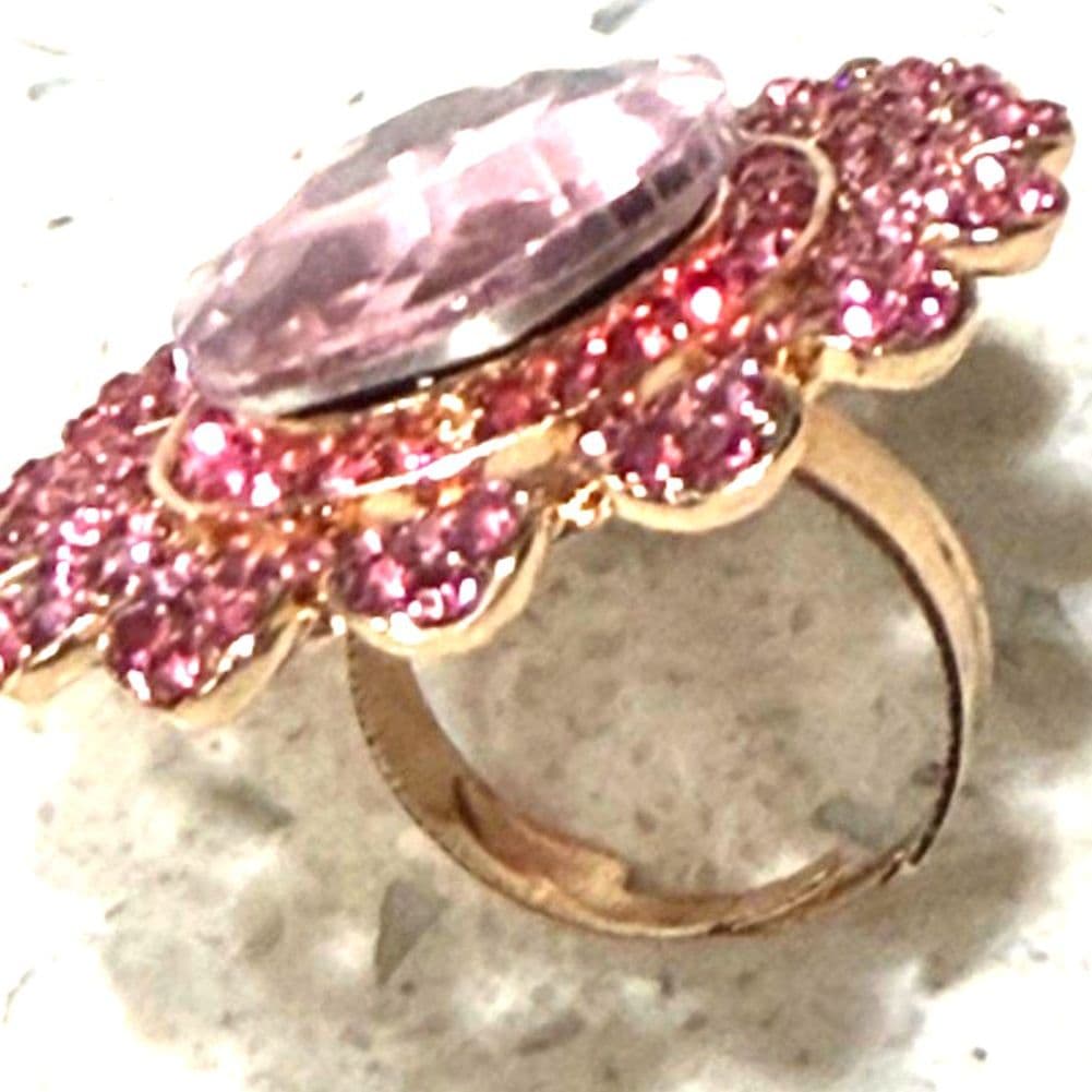 Elegant Adjustable Sunflower Ring With Sparkling Rhinestones - Thumbnail 5