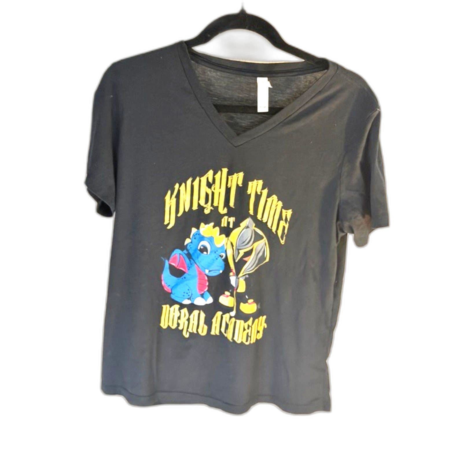 Bella Canvas Graphic T Shirt Black V Neck Nerd Academy Print Women’s Large - Thumbnail 2