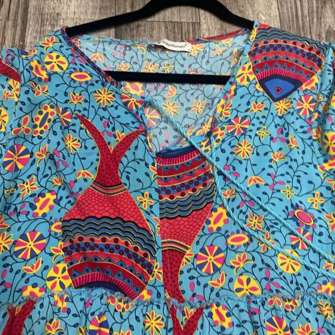 Vintage Beautiful Boho style mandala dress with tassels - Thumbnail 3