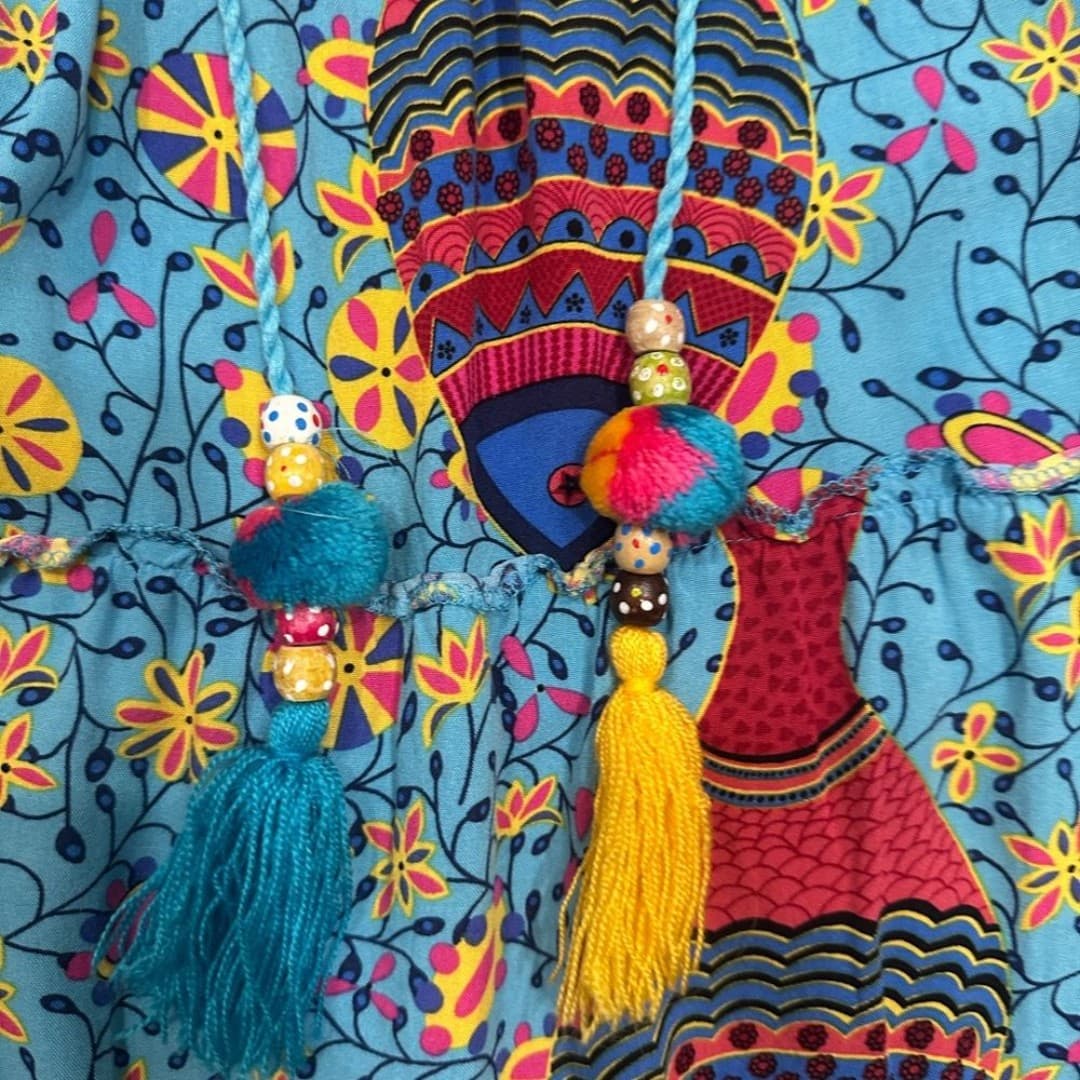 Vintage Beautiful Boho style mandala dress with tassels - Thumbnail 2