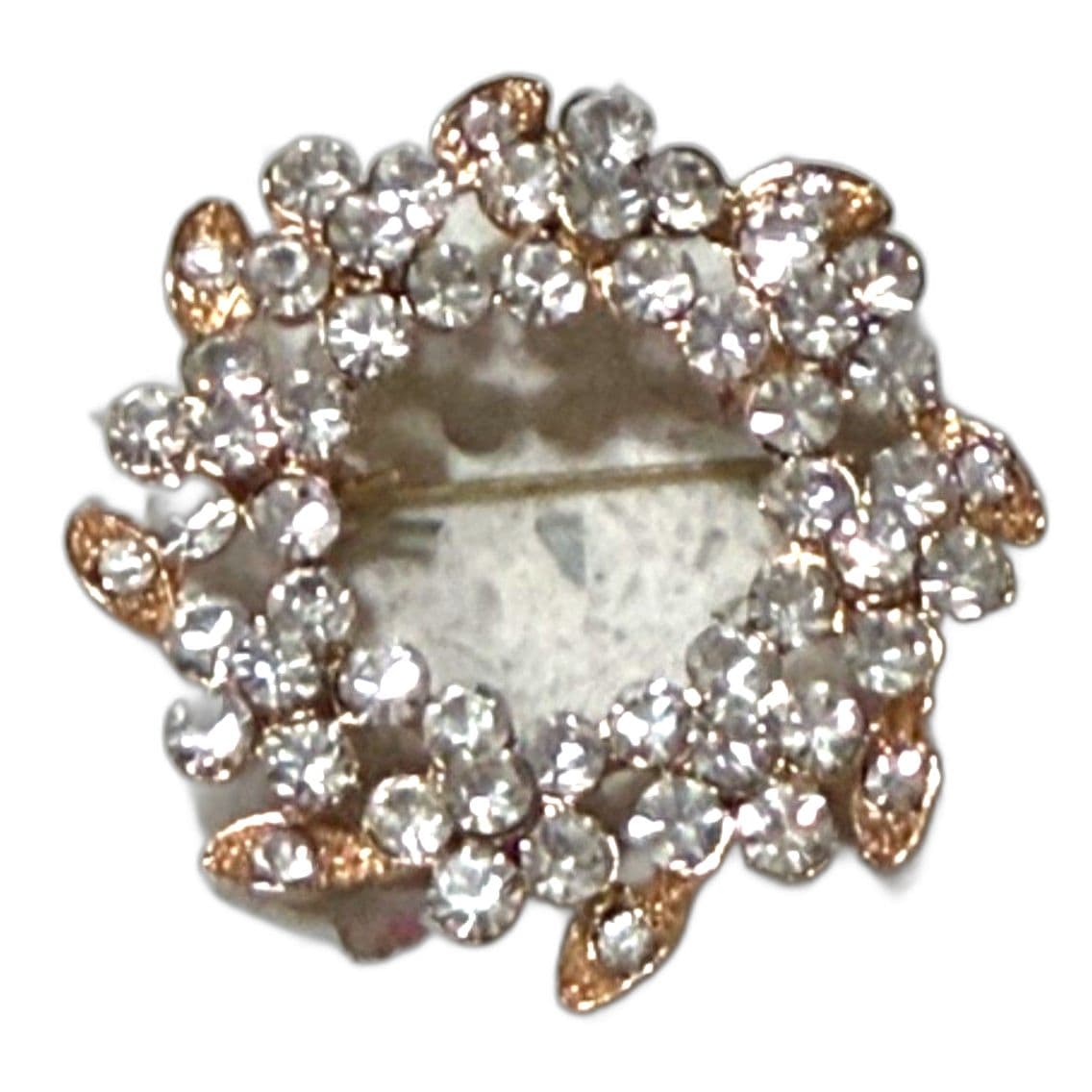Elegant Gold and Silver Crystal Brooch - Image 1