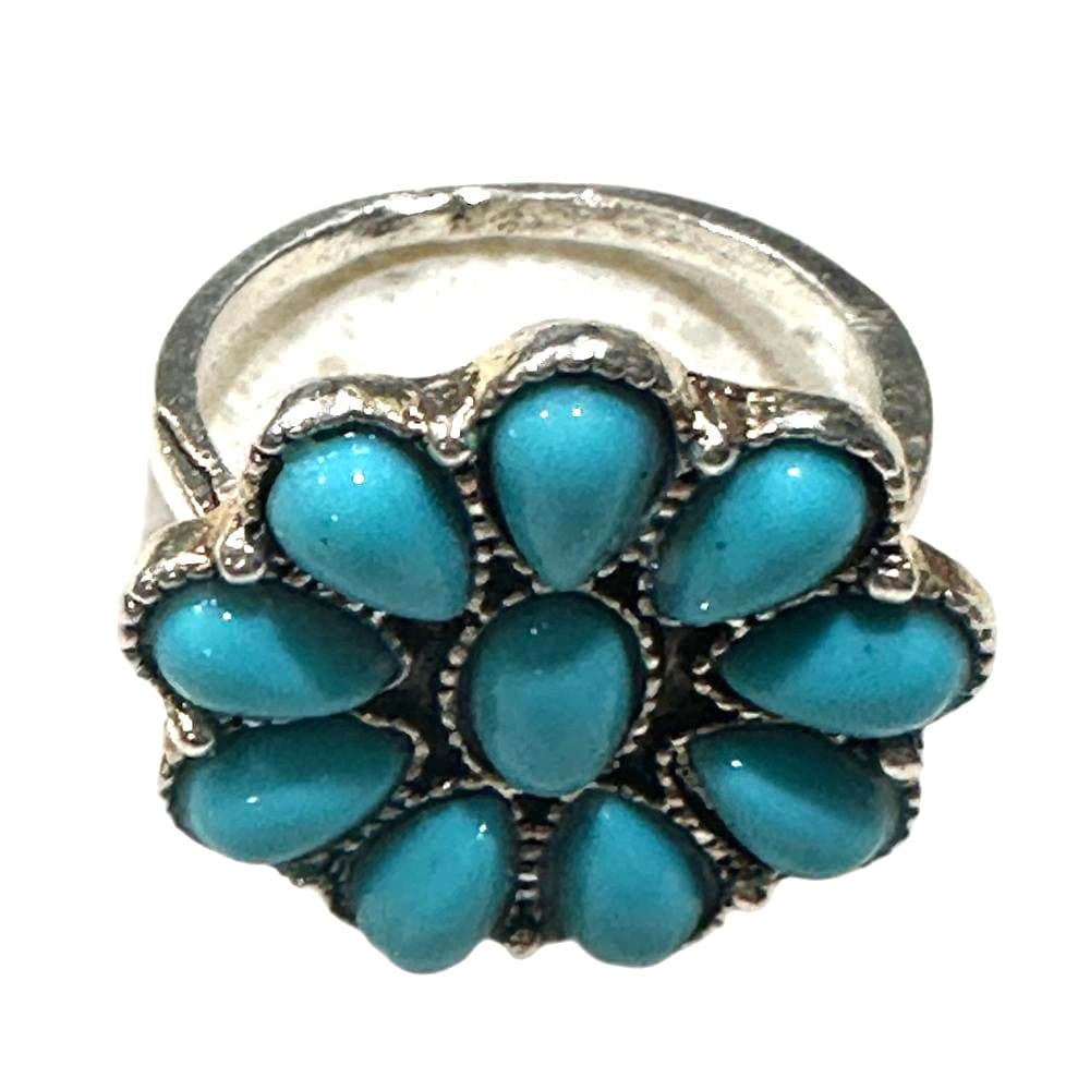 Turquoise Floral Women Jewelry flower ring - Image 1