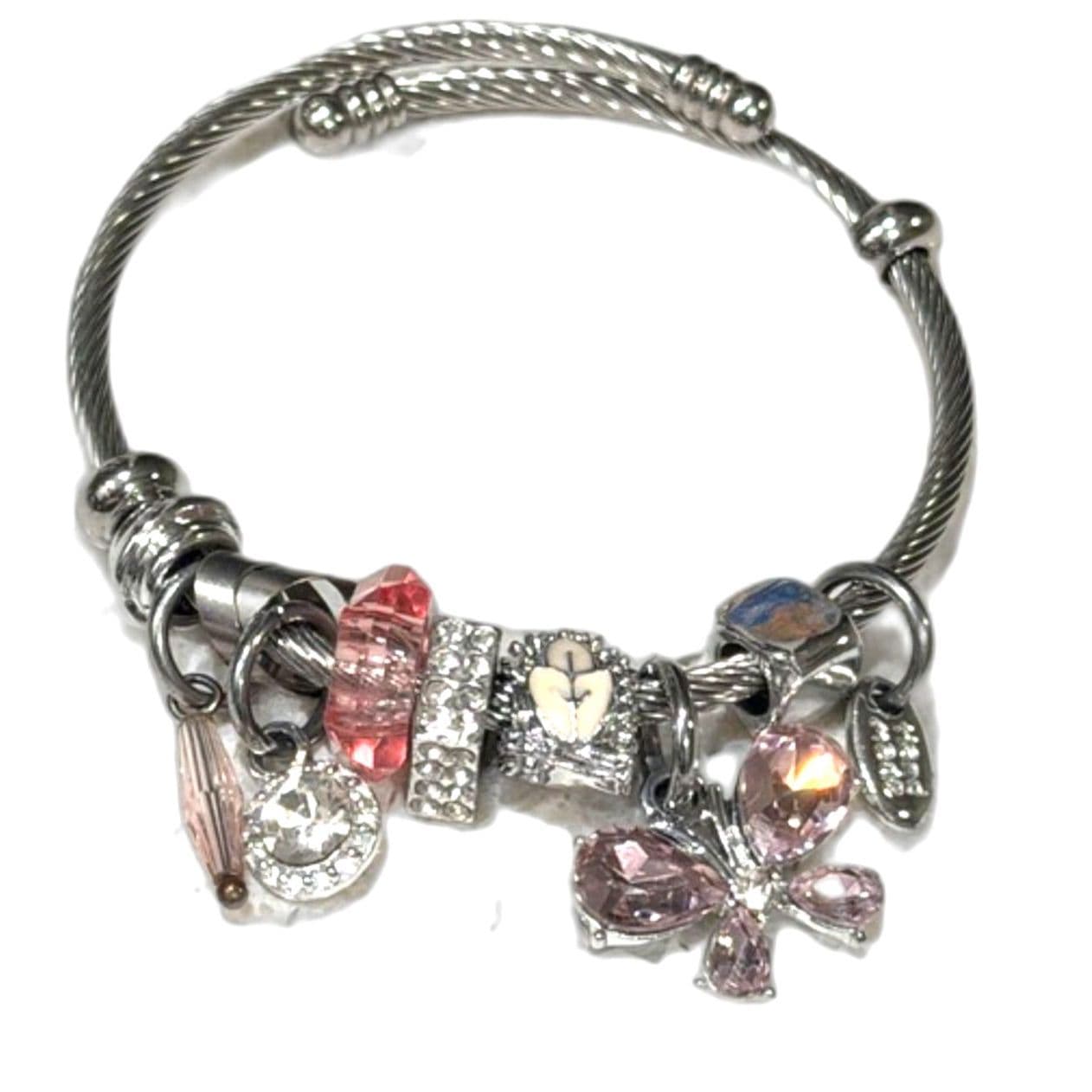 Stainless Steel charm bracelet pink - Image 1