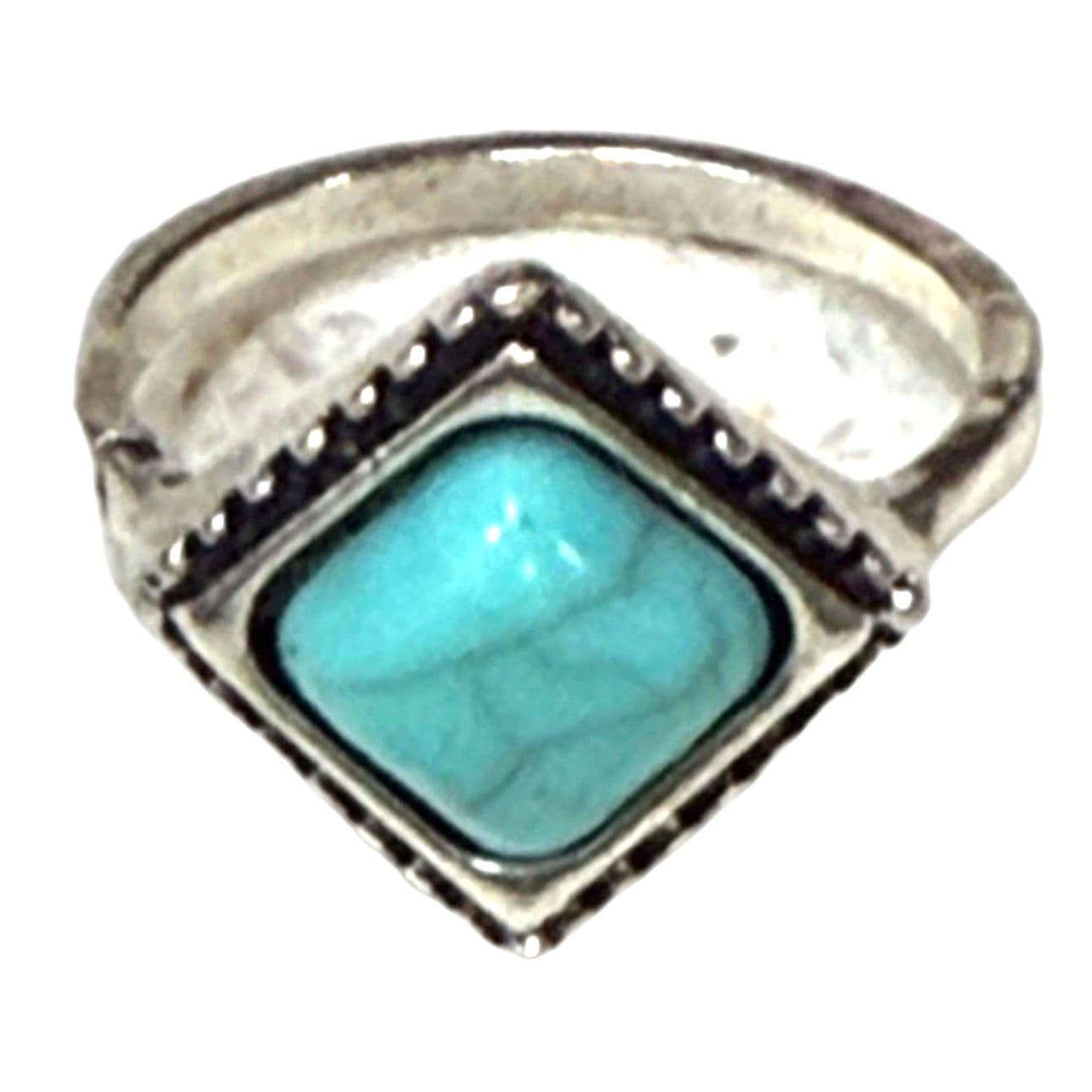 Elegant Silver Color Turquoise Fashion Ring - Image 1