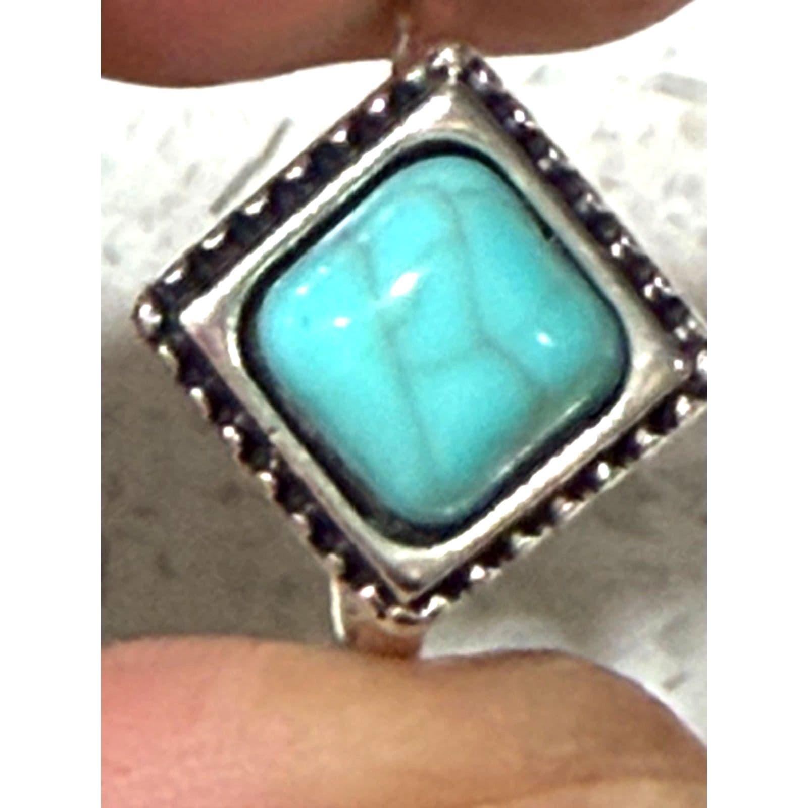 Elegant Silver Color Turquoise Fashion Ring - Thumbnail 3