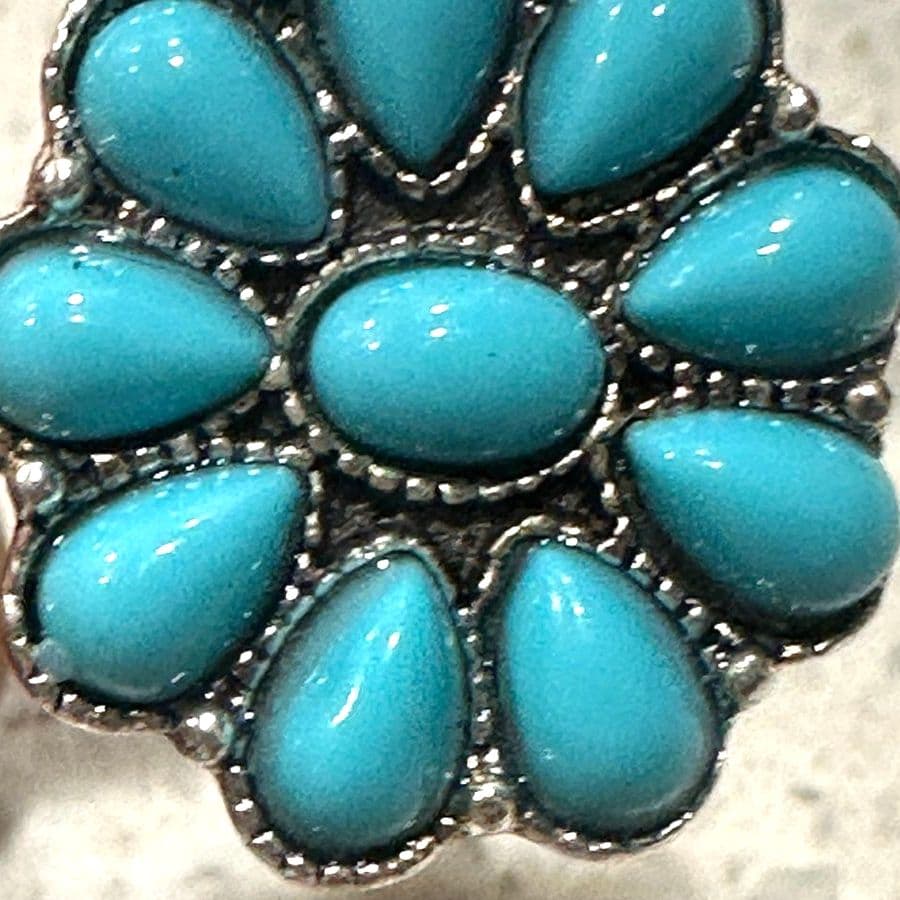 Turquoise Floral Women Jewelry flower ring - Thumbnail 3