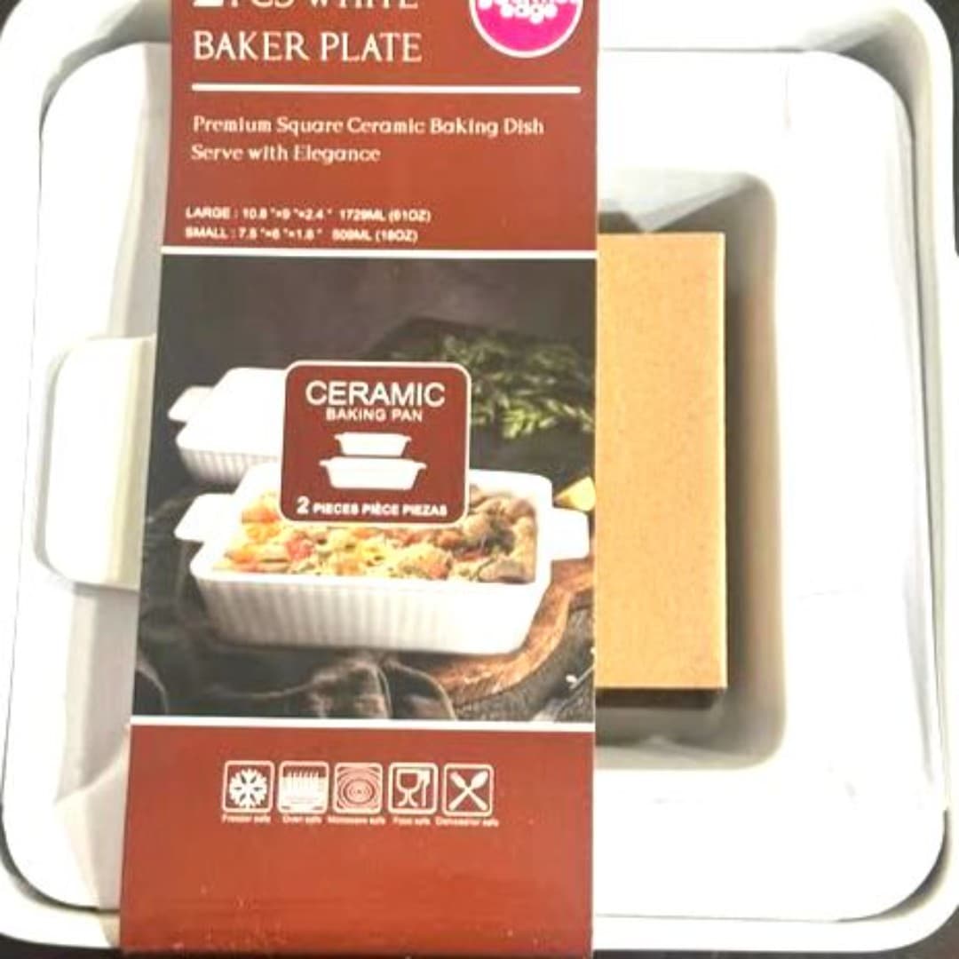 Gourmet Edge 2 pcs white ceramic baker plate - Thumbnail 2
