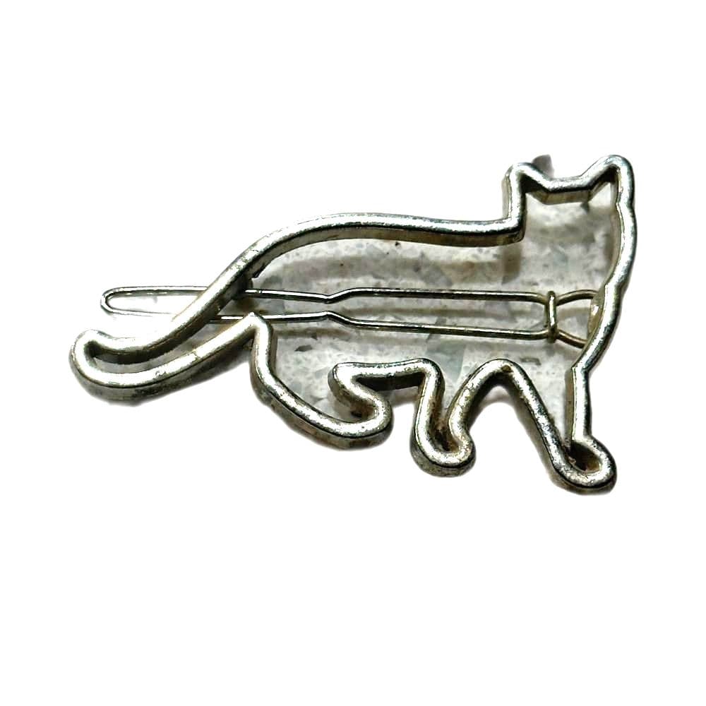 Vintage Silver Cat Hair Clip Pin - Thumbnail 2