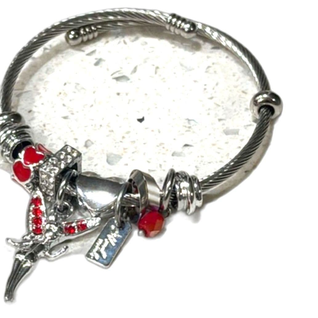 Stainless Steel Charm Bracelet red - Image 1