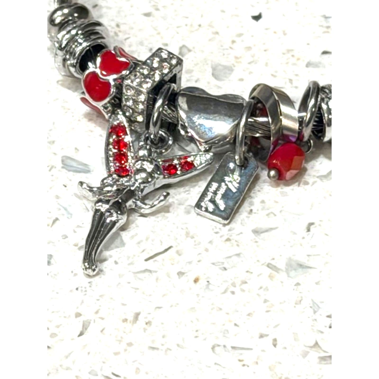 Stainless Steel Charm Bracelet red - Thumbnail 6