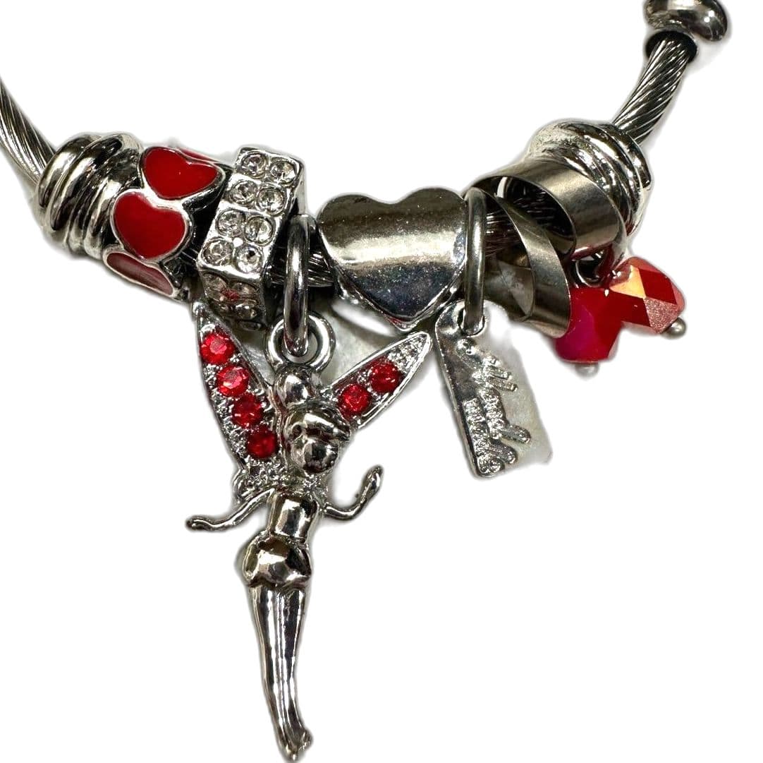 Stainless Steel Charm Bracelet red - Thumbnail 3