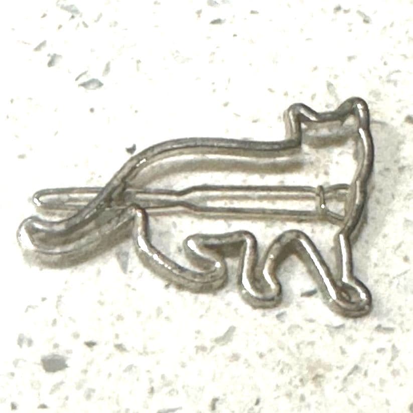 Vintage Silver Cat Hair Clip Pin - Thumbnail 3